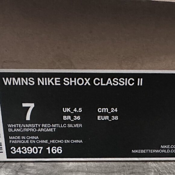 NEW Womens Nike SHOX Classic II Size 7 White and Red - Rare - NIB - Picture 4 of 4